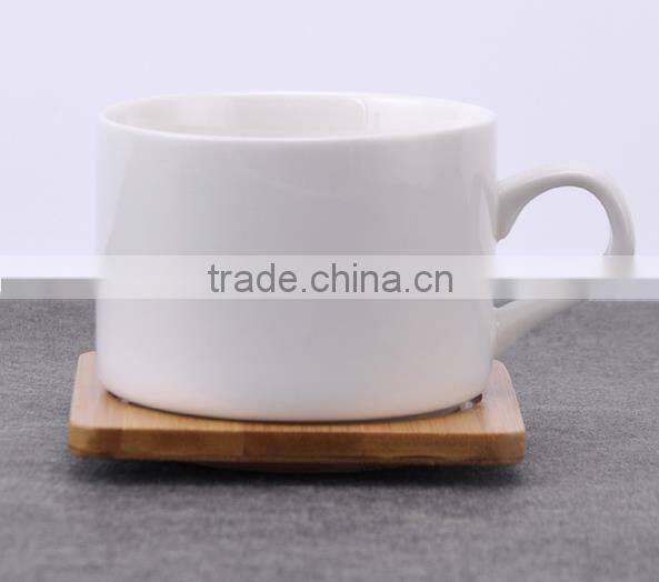 Ceramic Porcelain Espresso Coffee Cup & Wood Saucer Sets