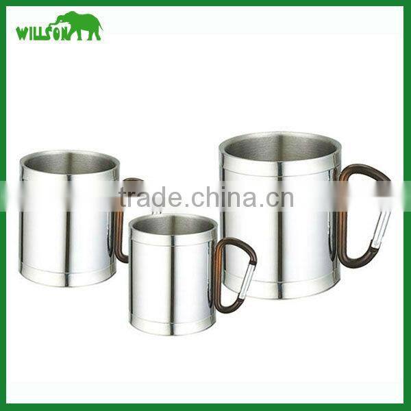 280ml double wall stainless steel coffee mug with lid and handle