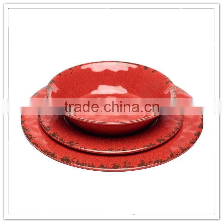 Factory sale bargain price round rustic style melamine dinner set