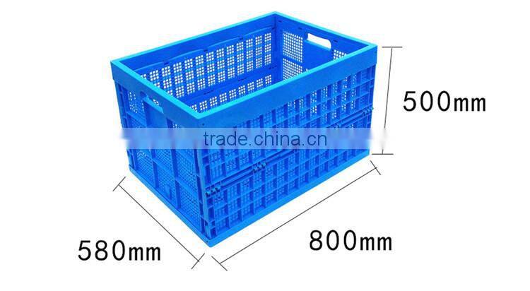 Acid and alkali resistance plastic foldable mesh crate for supermarket