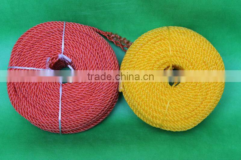 6mm bright red yellow PE twist rope