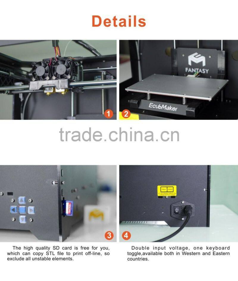 230x150x150mm Printing Size FANTASY Desktop 3D Printer Kit Machine Price FDM Dual Extruder Works with ABS and PLA