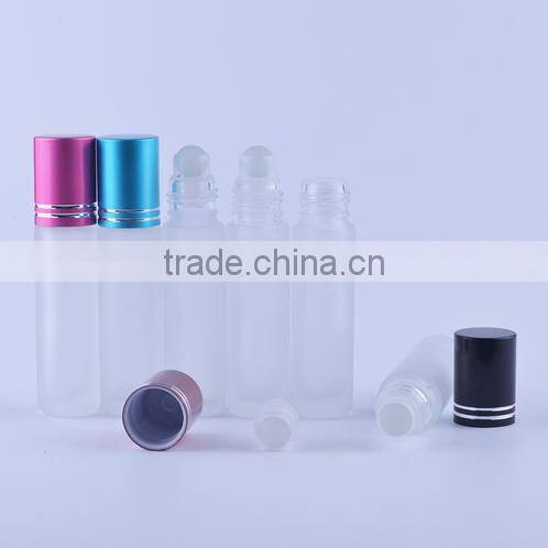 Wholesale 10ml frosted essential oil glass bottles, empty refillable roll on perfume bottles for essential oil