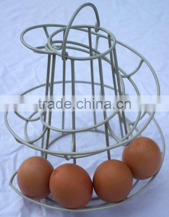 Clay coloured Helter skelter shaped egg stand