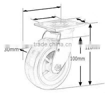 4" swivel PU caster for storage cart with wheels without brake
