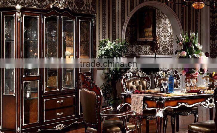 Luxury American Style Wine Cabinet, Royal Wood and Glass Showcase, Nice Hand Carving Display Cabinet (BF01-ML055)