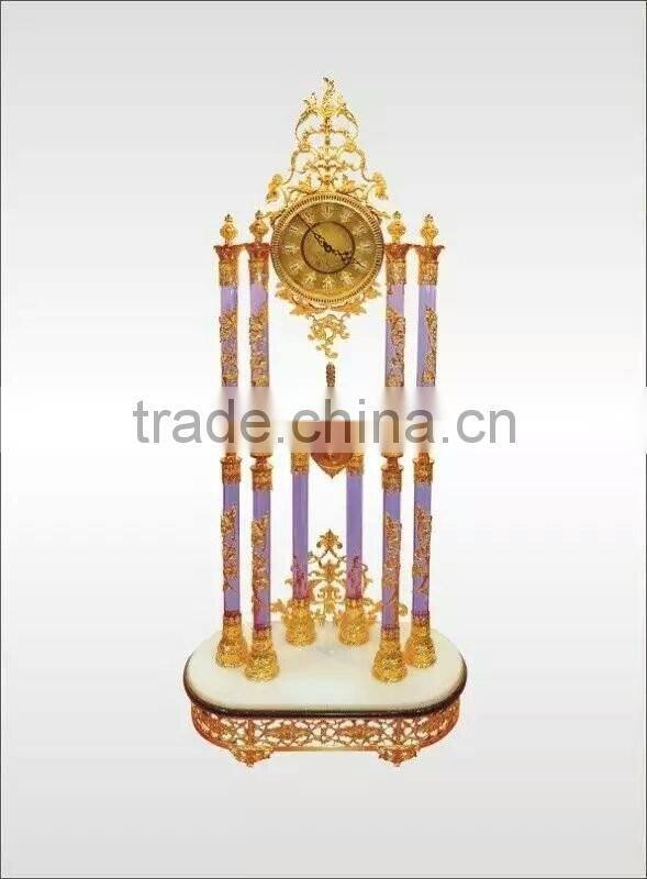 Antique 24K Gold Plated Floor Clock,Grandfather Clock, Elegant Design Floor Standing Clock, Made of Copper&Marble