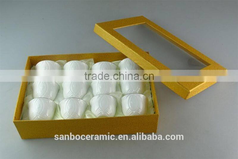 wholesale stock Cheap Custom porcelain Ceramic cup/tea cup with golden line 80ml color box