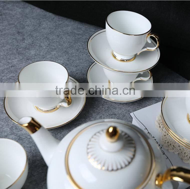 ceramic gold plated 24pcs tea set porcelain tea pot set fine royal porcelain tea set