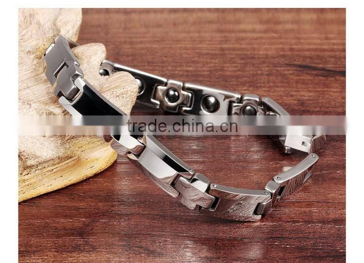 8.66" Men's Tungsten Steel Bio Health Care Magnetic Therapy Link Bracelet
