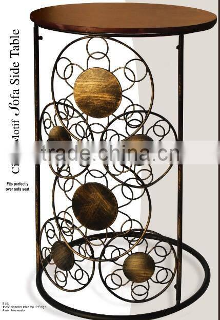 Wood top "NEW" Circle Motif end table round Sofa Side Table