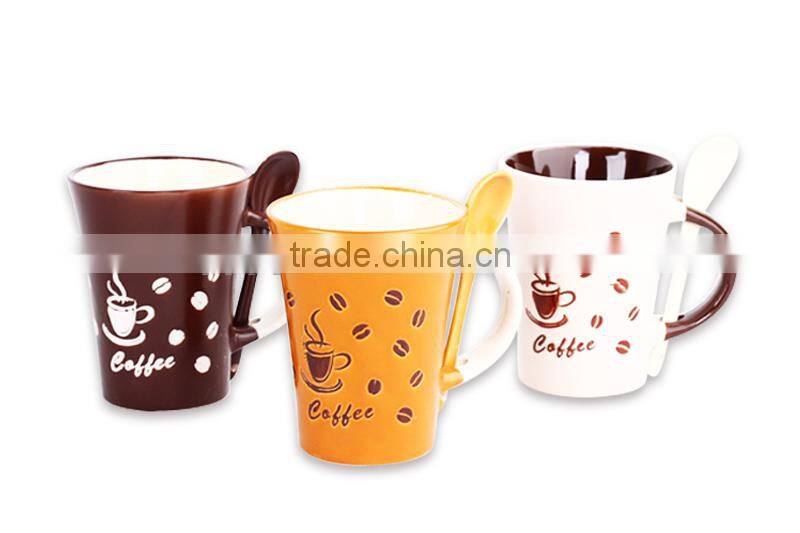 2016 11oz Tall Decaled Mug For Hot Coffee with spoon