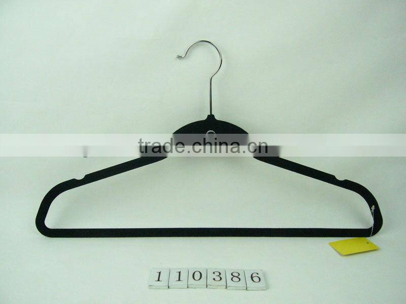Magic non-slip soft velvet cloth hanger with necktie bar