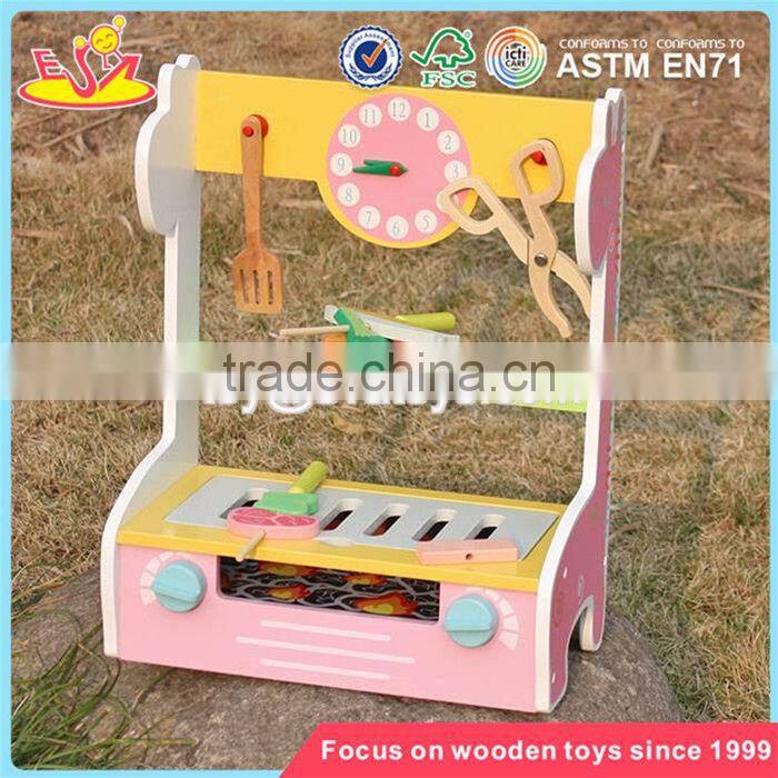 wholesale preschool kids play barbecue wooden toy bbq set new design girls wooden toy bbq set W10C302