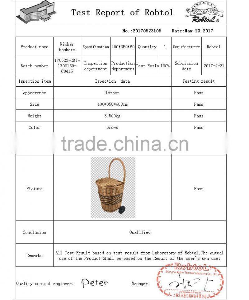 unique vintage willow weaved woven wicker shopping trolley wheels basket cart