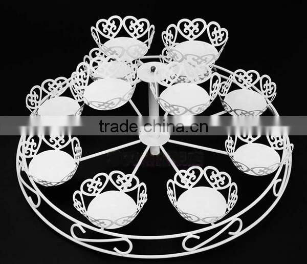 2 tier 350*350*445mm 12cup rotating trojan cake display stand