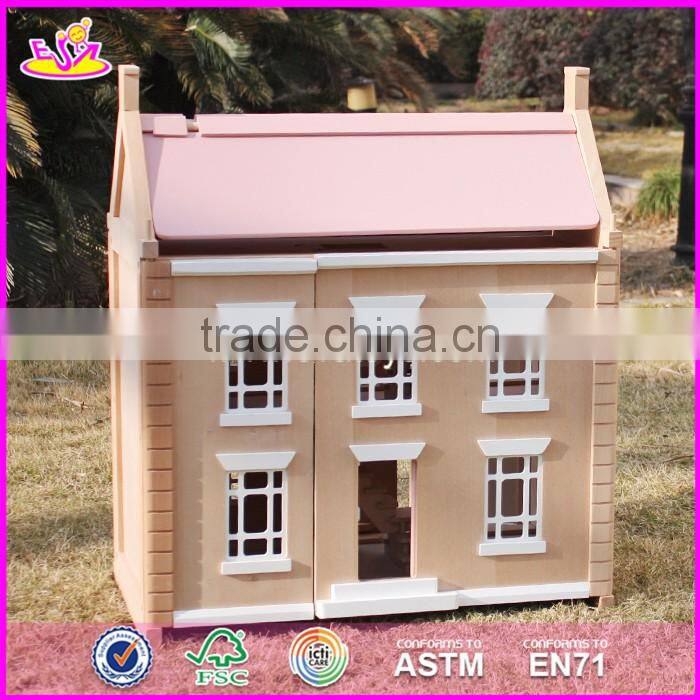 2017 New design lovely wooden girls dollhouse for sale W06A237