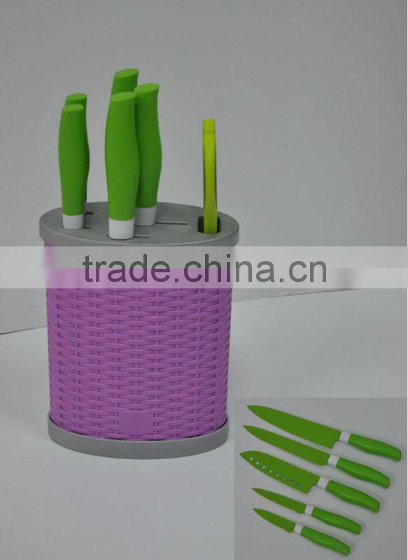 5pcs color non-stick coated knife set