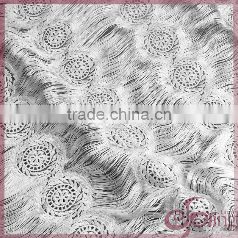 new arrival fringe fabric with flower mofif in slant stripe