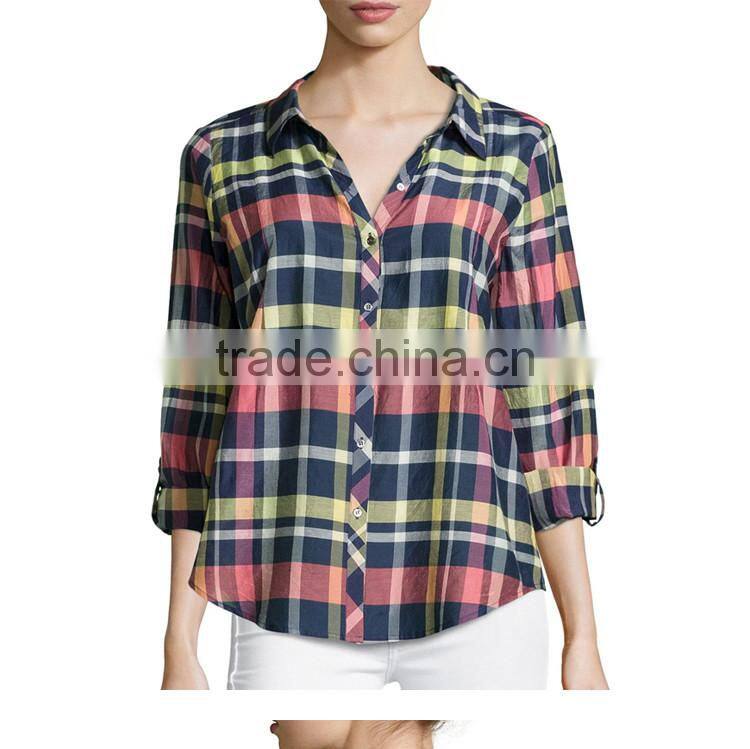 yarn dye women blouse,cotton/silk blouse, summer blouse,women tops