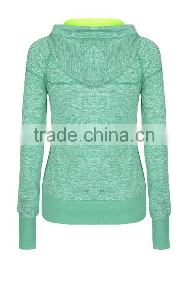 fashion yoga clothing women plain zip up fitness hoodie