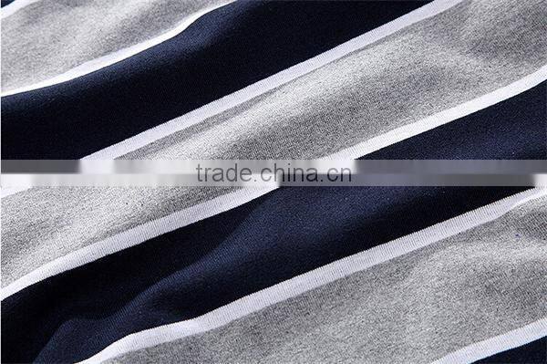 2016 new model 100% cotton mens` short sleeve strip polo shirt with rib collar