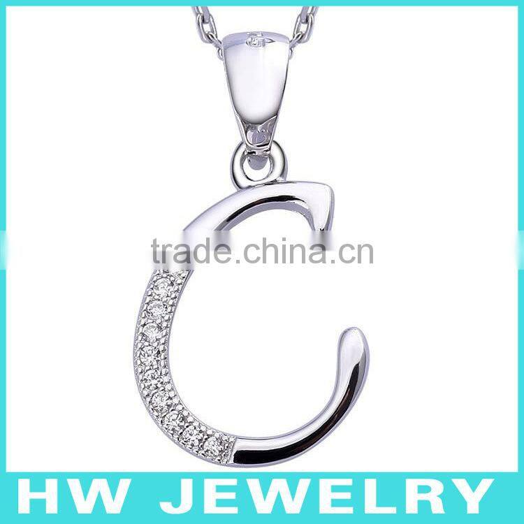 Clear Crystal Initial Letter "A" Pendant Necklace Chain Fashion Jewelry