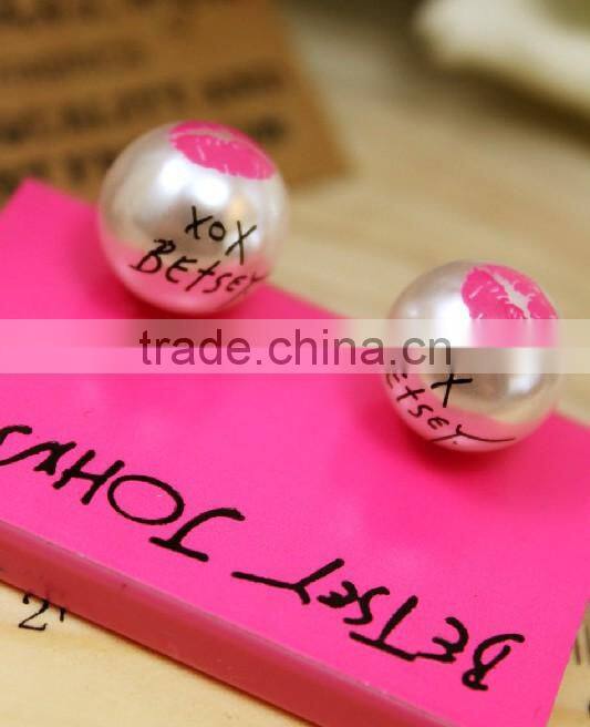 personalized letter/words stamped pearl dangle earrings, custom logo stamped pearl dangle earring jewelry, best promotional gift