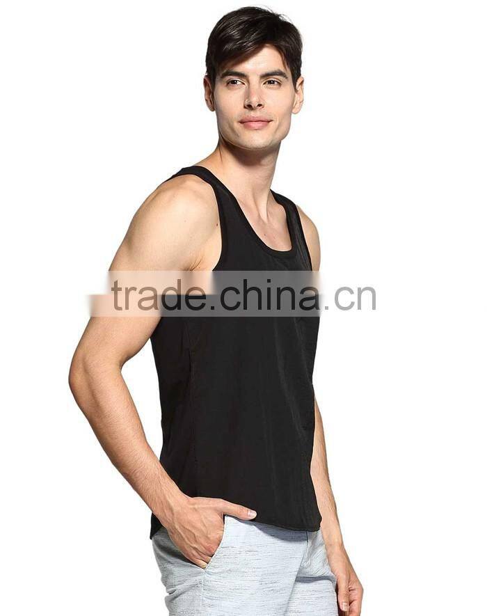 Black plain custom mens gym singlet