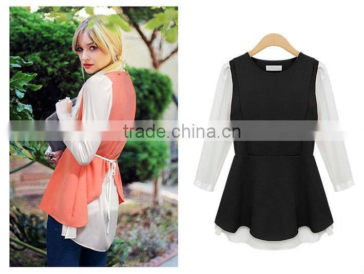 ET13007 Women's Long Sleeves Casual Chiffon T-shirts