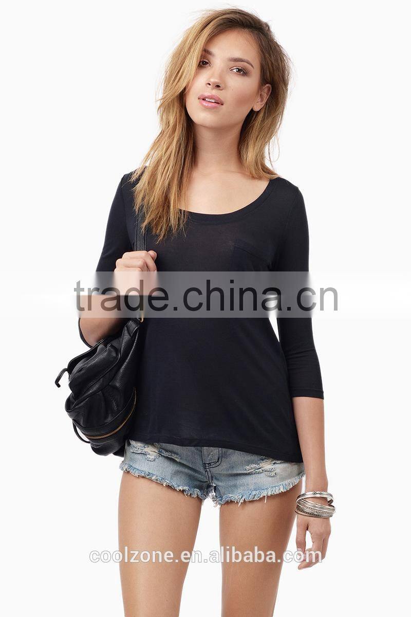 Regular fit long sleeves plain t-shirts wholesale blank t shirts woman