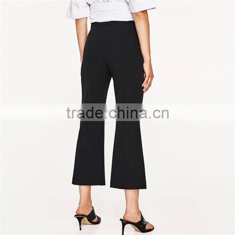 Breathable black pearl studded dress black pants with slits