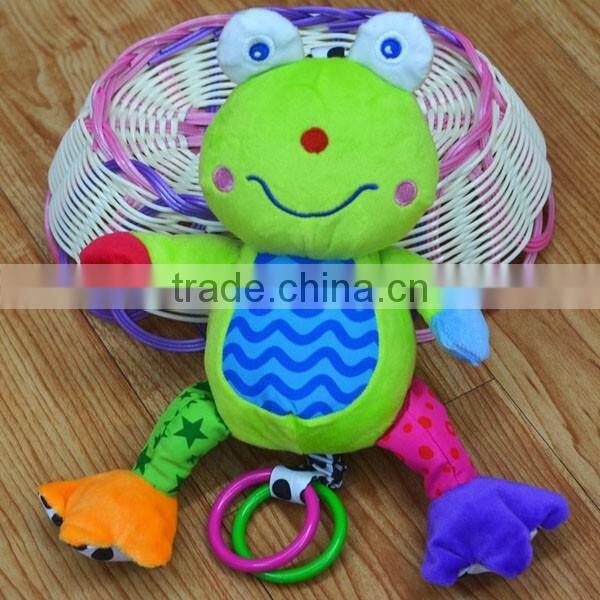 Cute frog pulling musical Plush toys baby educational stuffed & plush toy baby bed hanging toys