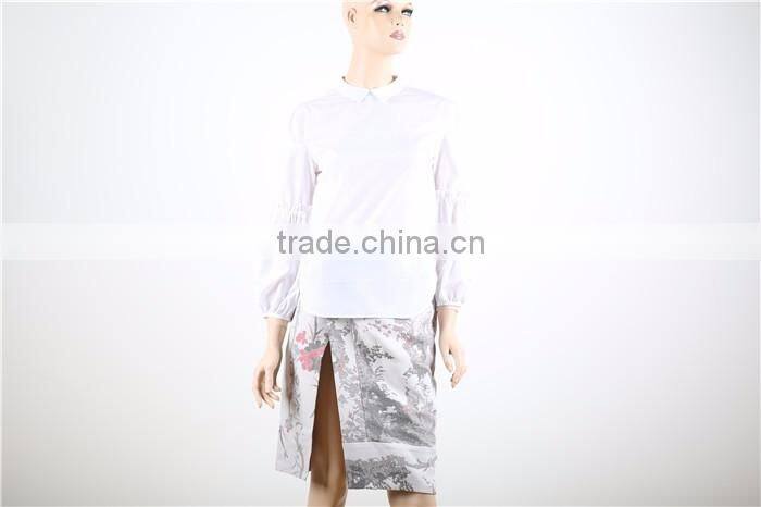 round collar elegant long sleeve white women waist length blouse designs