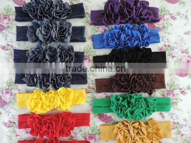 2016 Baby flower headbands wholesale infant cotton hair band Baby headwear flower hair elastic headbands for babies