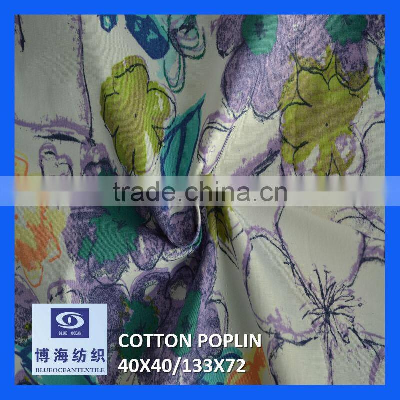 100 cotton poplin fabric dyed and printed fabric