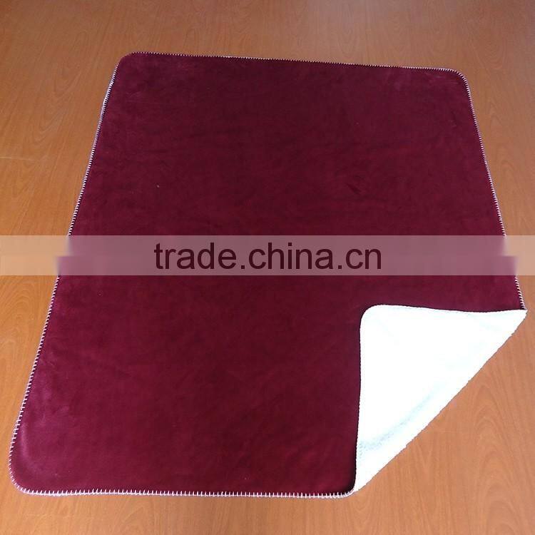 red wine faux fur micro fleece with sherpa fabric durable machine washable OEM sherpa throw
