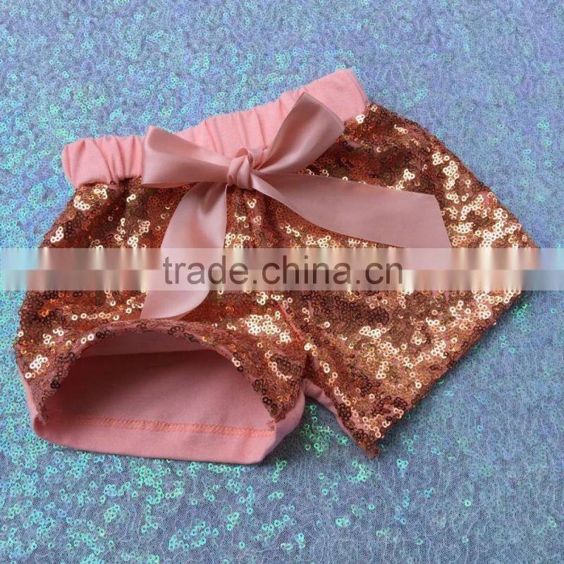 Champagne Pink PEACH Sparkle Sequin SHORTS girls birthday outfit Rose gold Infant toddler baby girl short