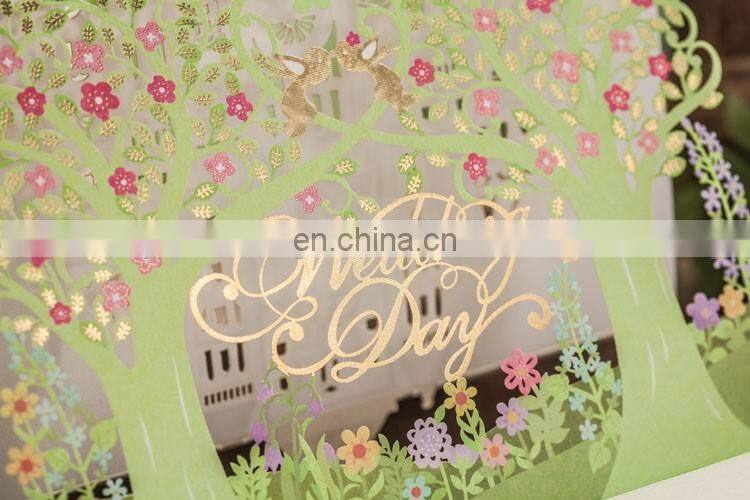 New Arrival 6026 Love Tree Fairy Castle Wedding Invitation Cards