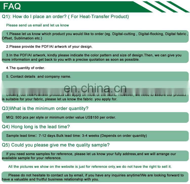 China supplier garment clothing custom plastisol heat transfers