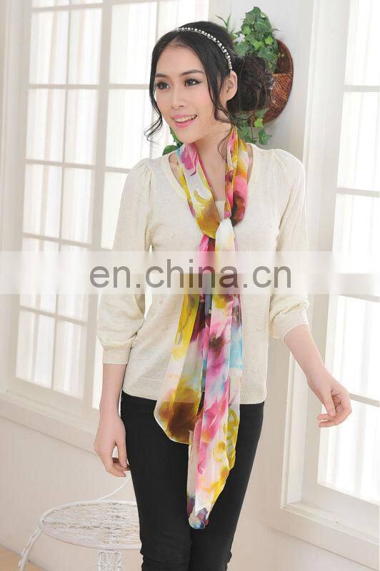 Fashion Ladies 100% Silk Chiffon Scarf