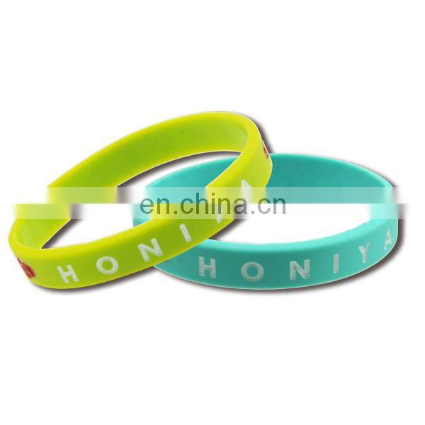 Color filled silicone wristband bracelet supplier