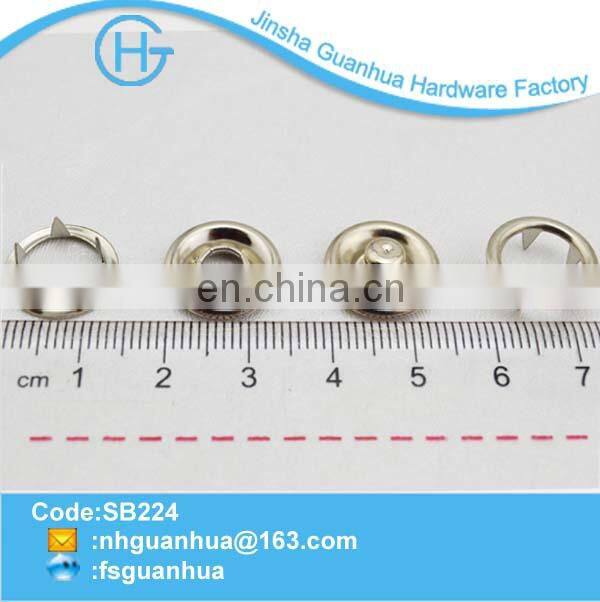 For ornament new item metal 4 parts 333# 10mm stainless ring prong snap button
