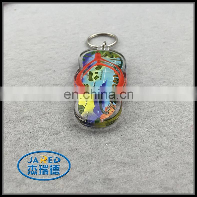 Metal Ring Crafts Plastic Slipper Keychain Pendant for Promotion