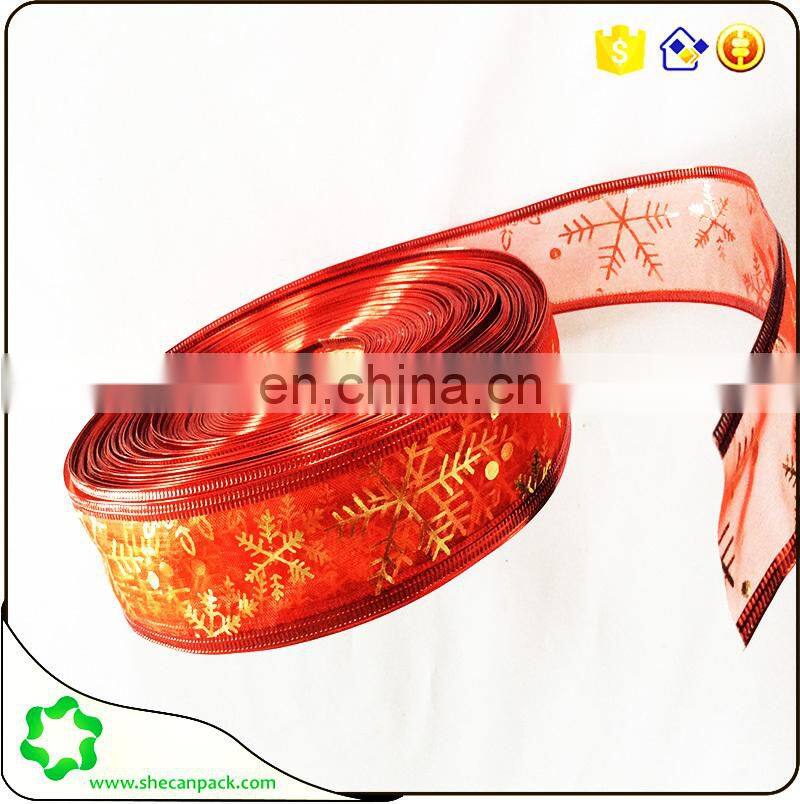 SHECAN Popular sparkly snowflakes ribbon 5cm wide