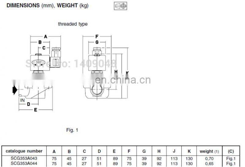 G1" SCG353A044 right angle solenoid diaphragm valve AC220V thread pulse jet valve