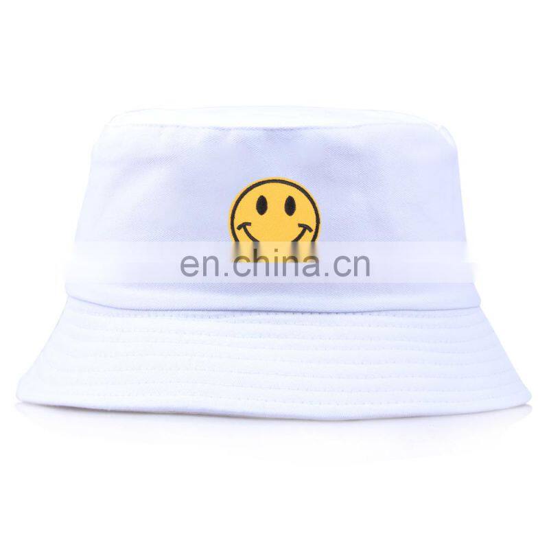 Man Women Caps embroidery smile design Hats Reversible Bucket Hats Fisherman hats For Women Sunscreen Panama Sun Hat