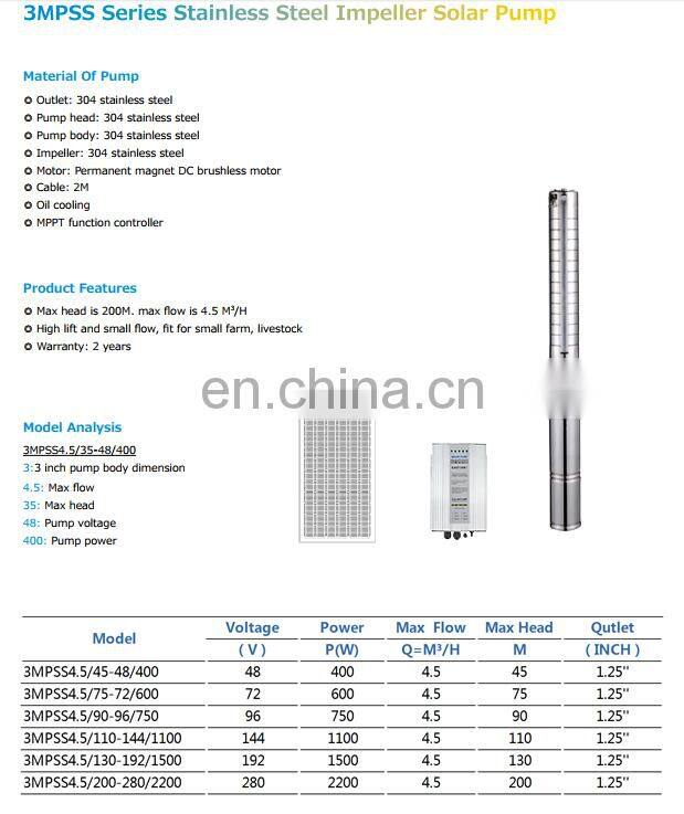 3MPSS italian submersible price high lift low flow water fountain farmland irrigation pumps