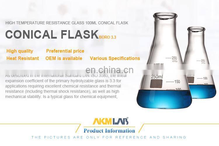 AKM LAB 100ml Conical Flask Erlenmeyer Flask with Narrow Wide Mouth
