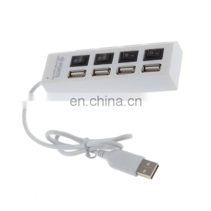 High Speed USB 2.0 4 Port Hub Driver Power On/Off Switch LED Hub USB Por Hub 2.0 For PC Laptop Notebook